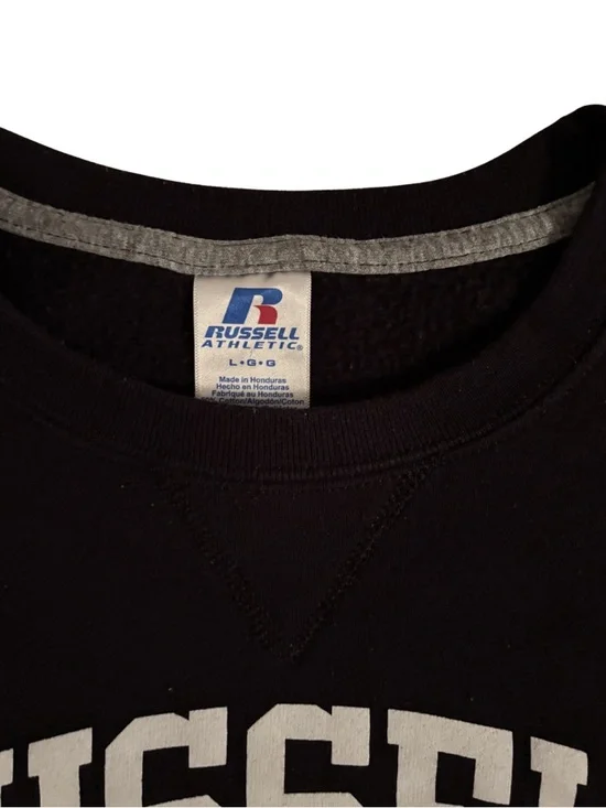 Russell Athletic Black Crewneck Sweatshirt with White Logo - Picture 4 of 6